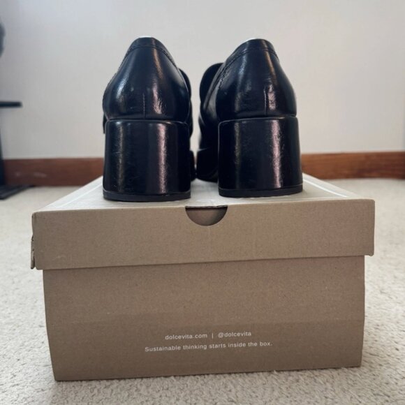 DOLCE VITA Yonder Midnight Crinkle Patent Platform Loafer Women’s Size 9.5 - Picture 3 of 5